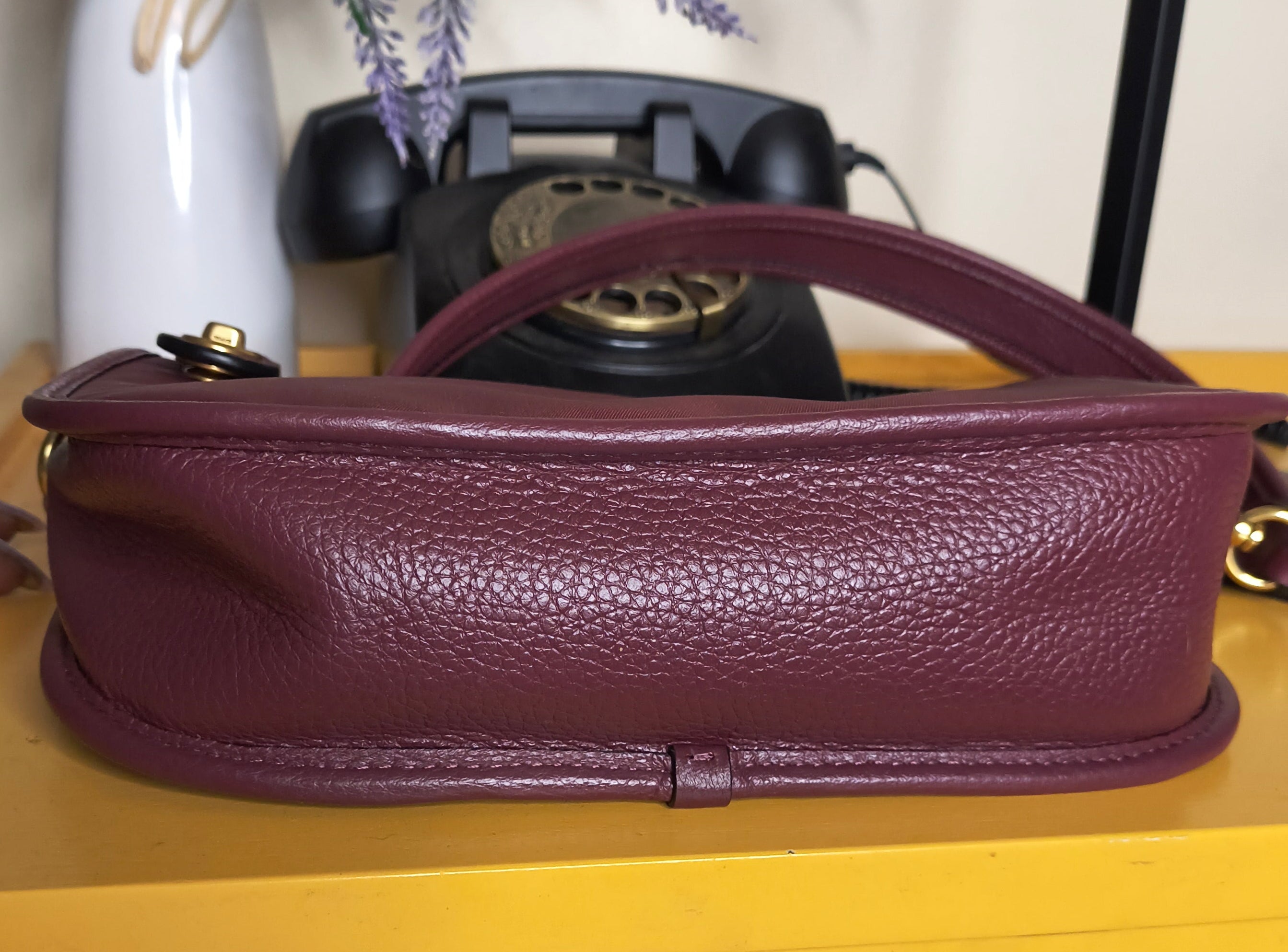 COACH Swinger Bag – Burgundy Nylon | Leather Trim | Gold Hardware