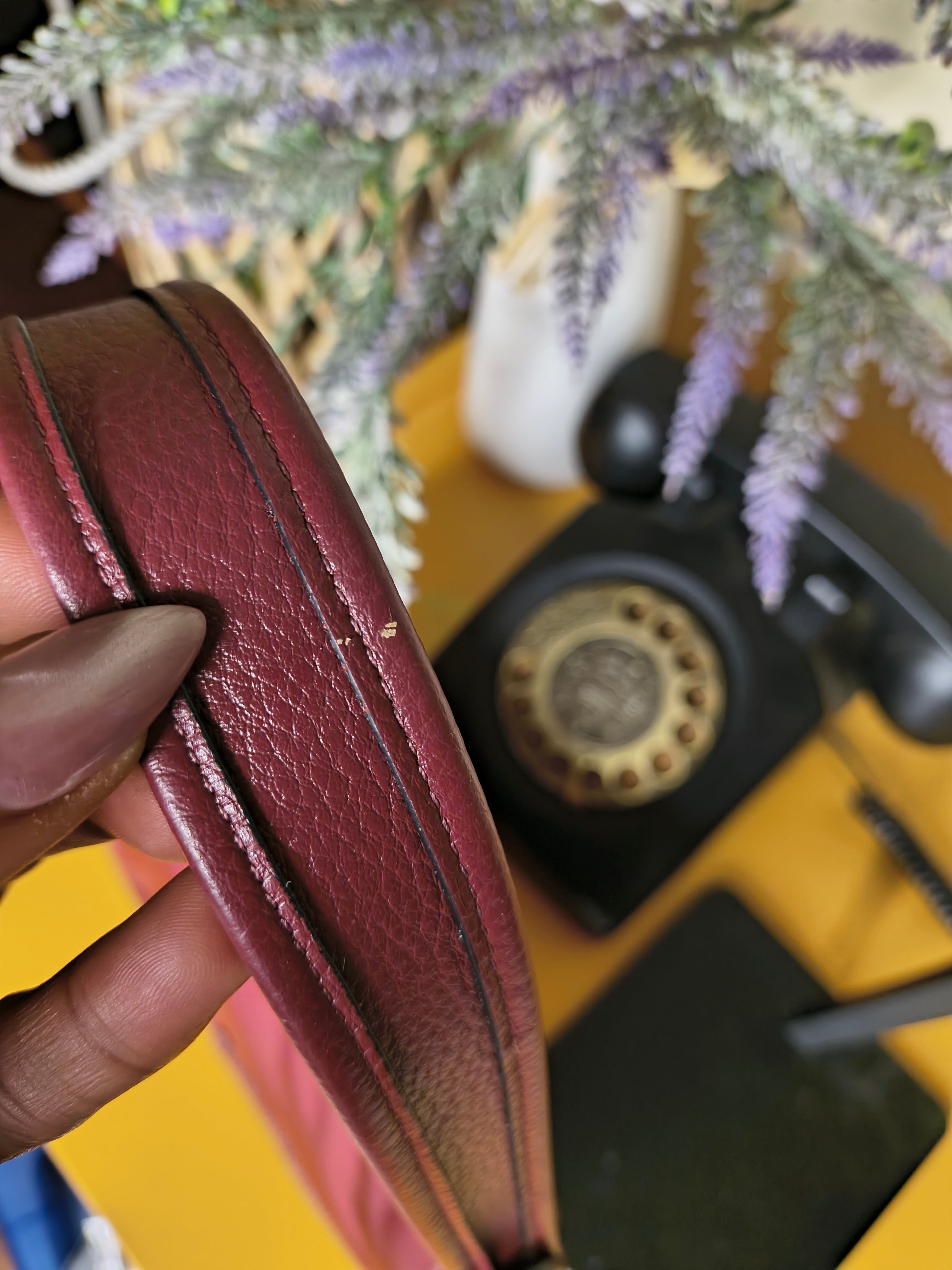 COACH Swinger Bag – Burgundy Nylon | Leather Trim | Gold Hardware