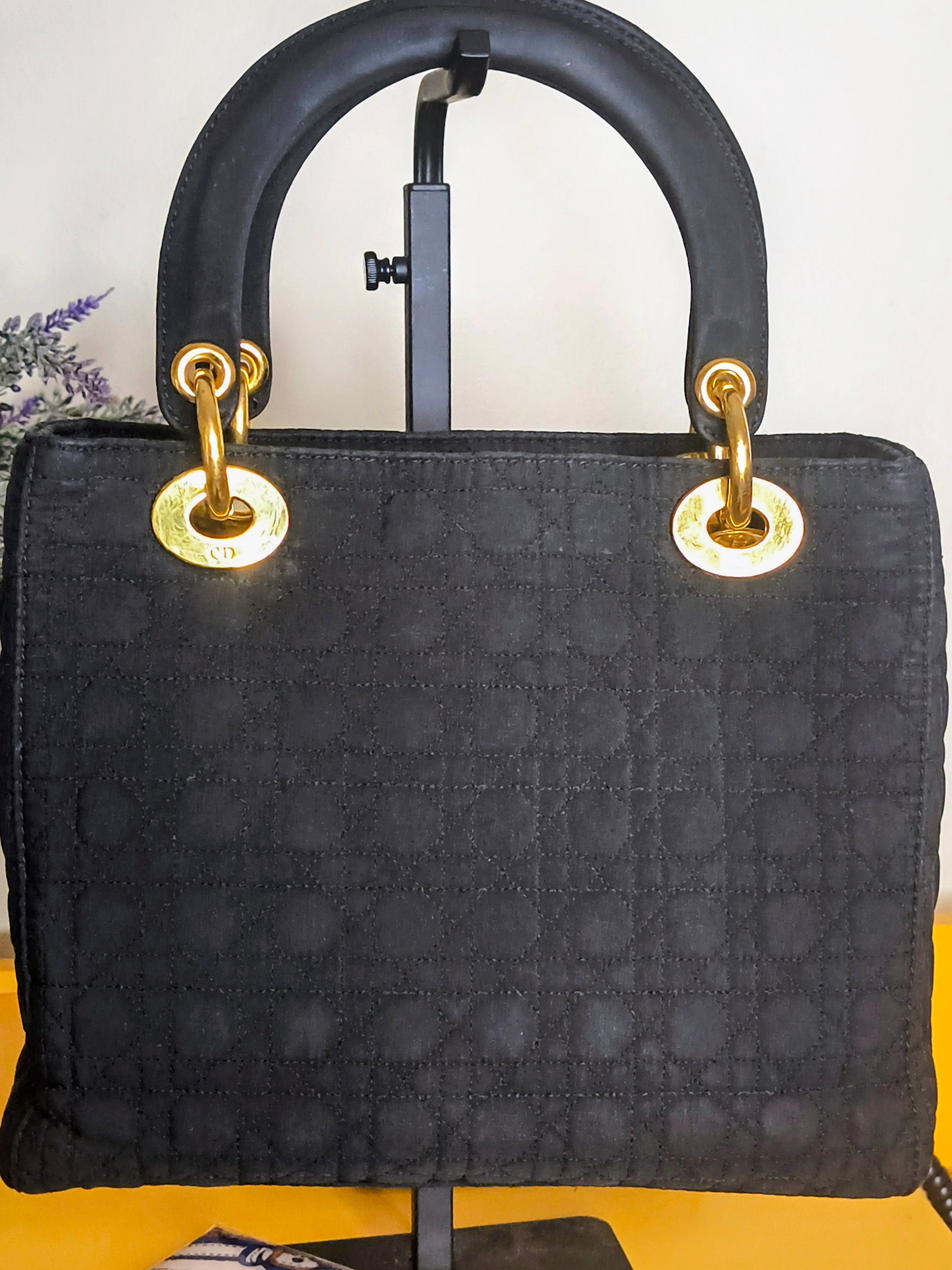 CHRISTIAN DIOR Lady Dior Medium – Black Cannage Nylon | Gold Hardware