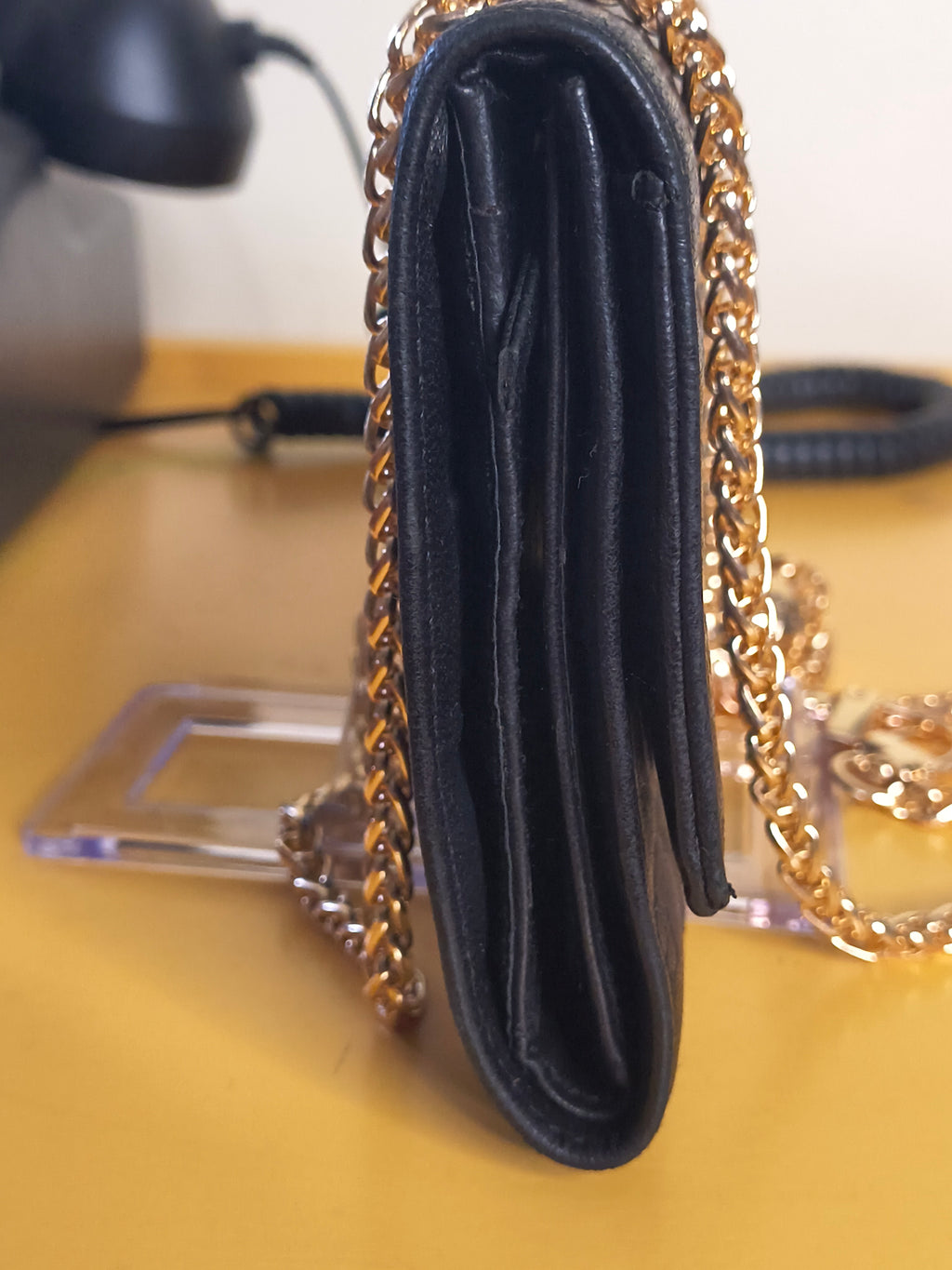 CHANEL Chocolate Bar Wallet on Chain (WOC) – Black Lambskin| Gold Hardware