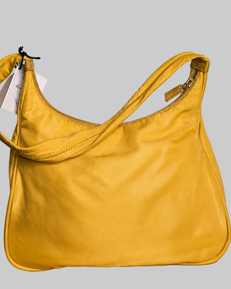 Prada Tessuto Nylon Hobo Bag- Yellow Y2K Shoulder Bag