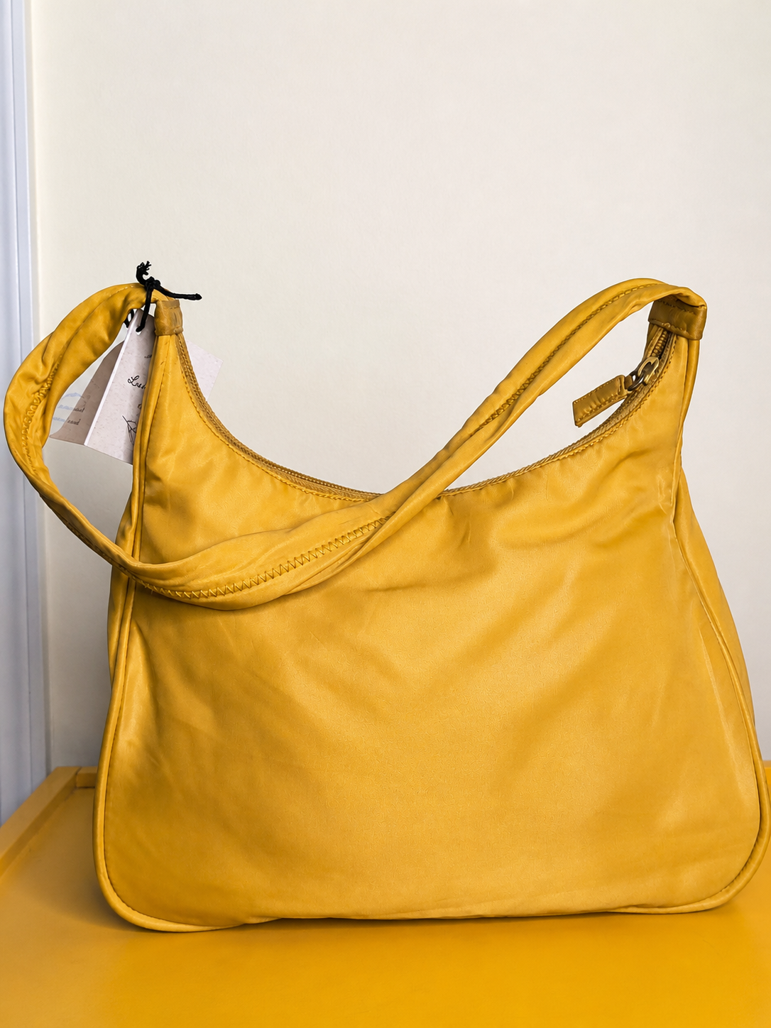 Prada Tessuto Nylon Hobo Bag- Yellow Y2K Shoulder Bag