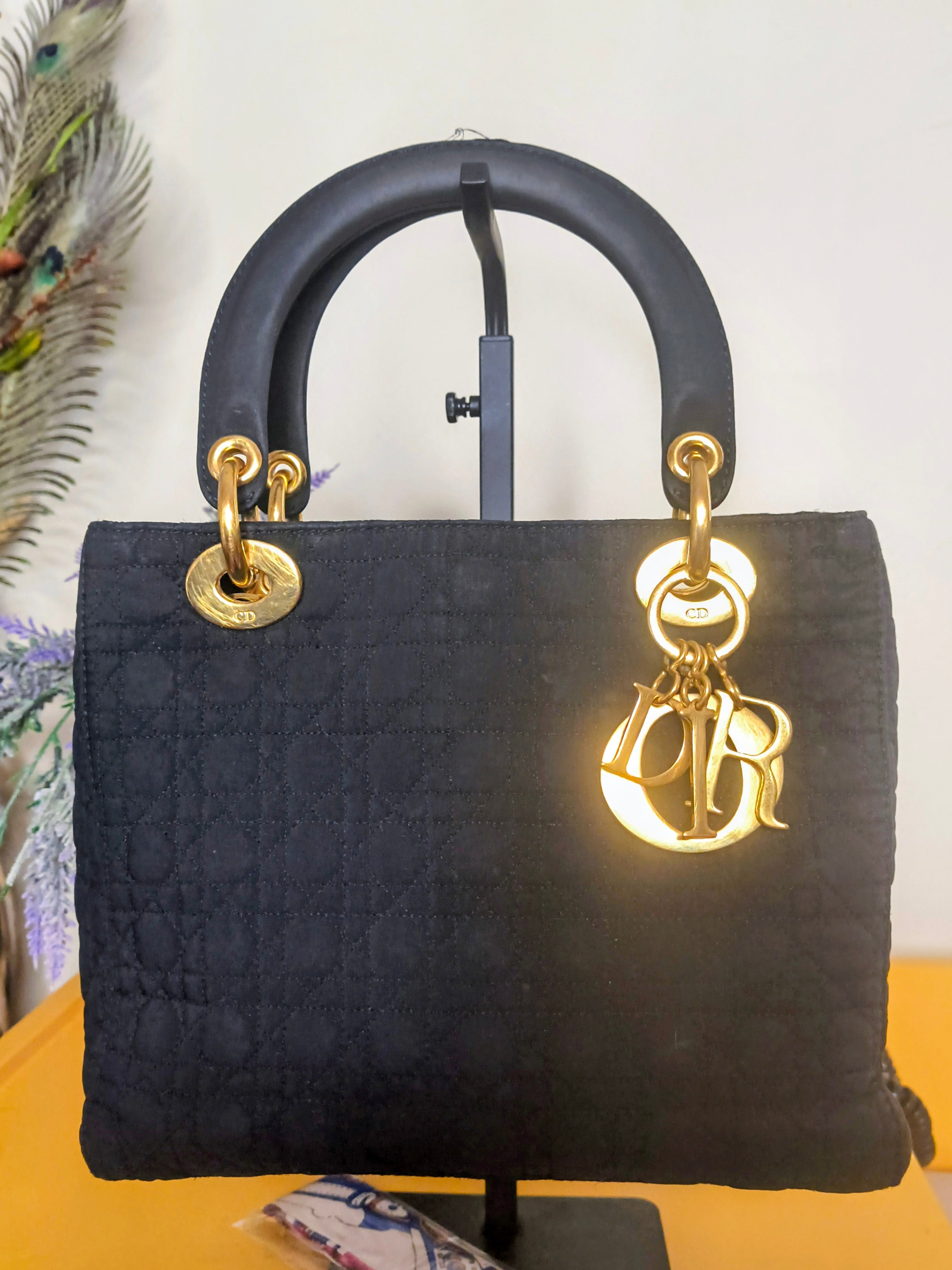 CHRISTIAN DIOR Lady Dior Medium – Black Cannage Nylon | Gold Hardware