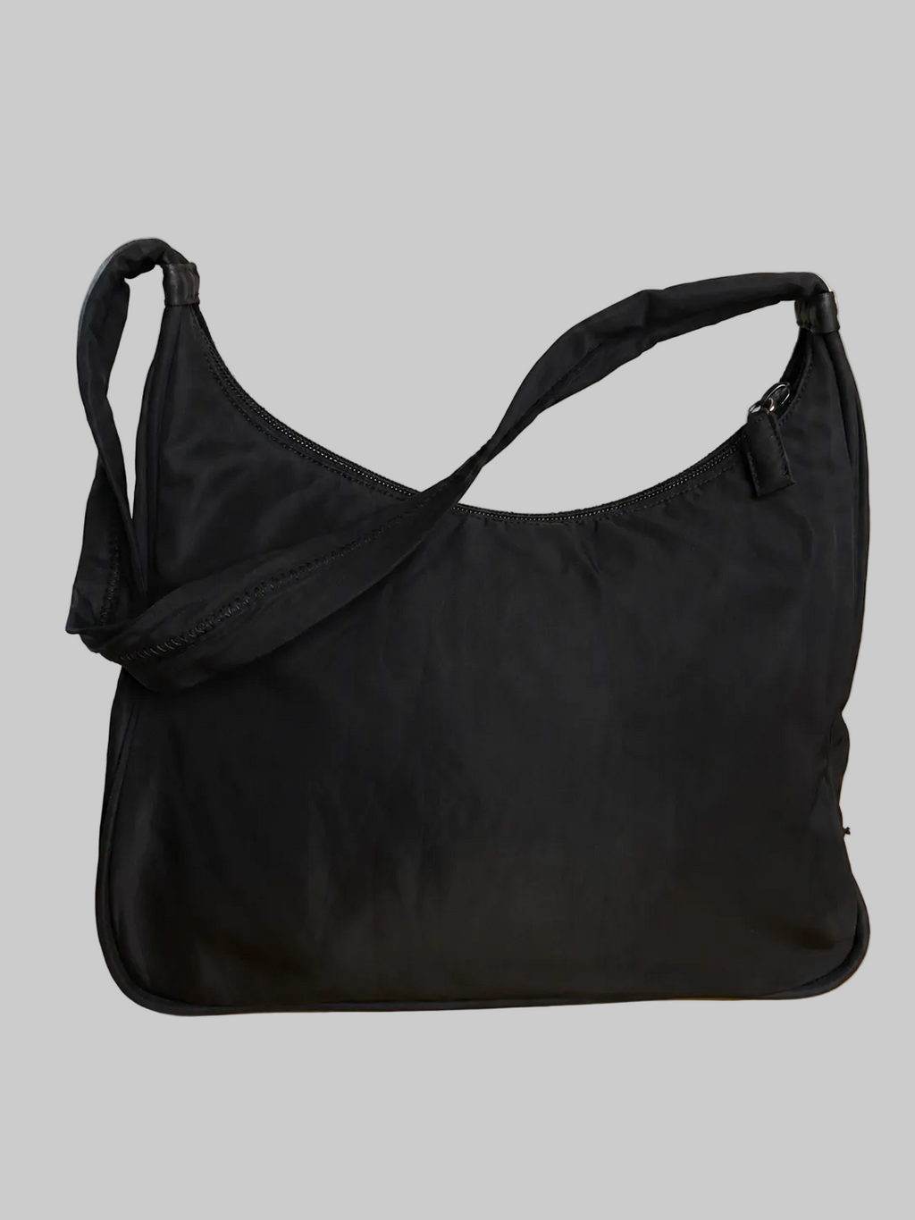 Prada Tessuto Nylon Shoulder Bag — Black Minimalist Hobo