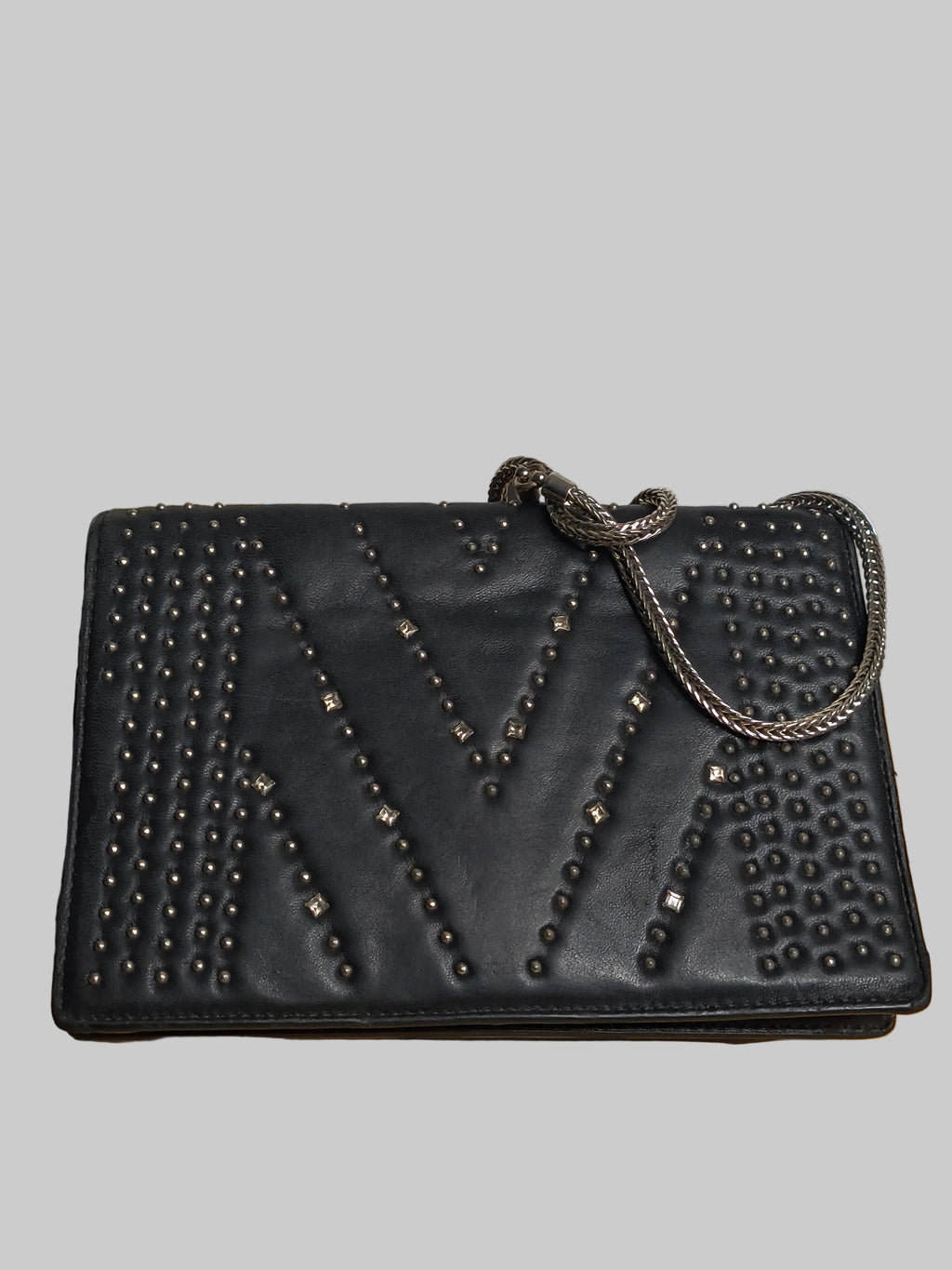 MCM Diamond Flap Leather Bag with Swarovski Crystals— Black Chain Shoulder Bag