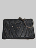 MCM Diamond Flap Leather Bag with Swarovski Crystals— Black Chain Shoulder Bag