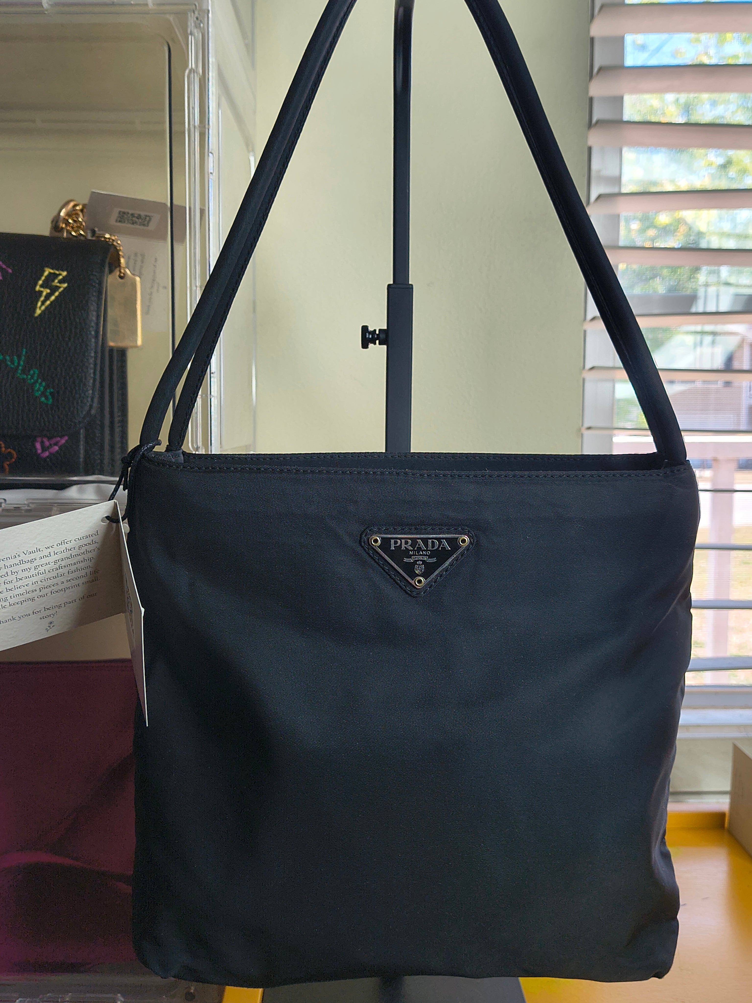 Prada Tessuto Nylon Tote Bag — Black Minimalist Shoulder Bag