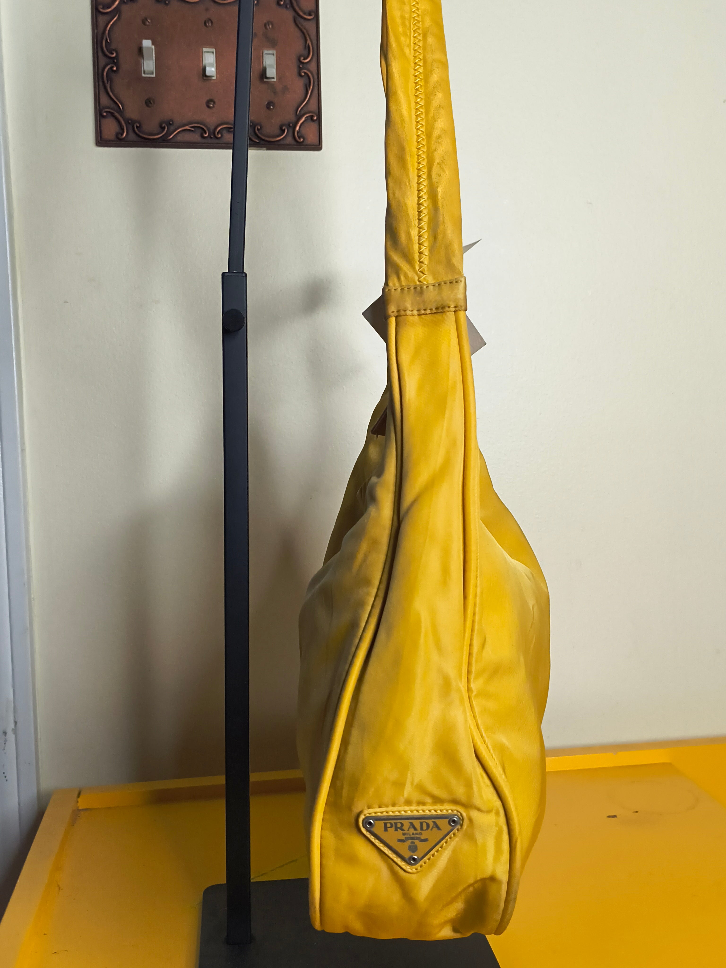 Prada Tessuto Nylon Hobo Bag- Yellow Y2K Shoulder Bag