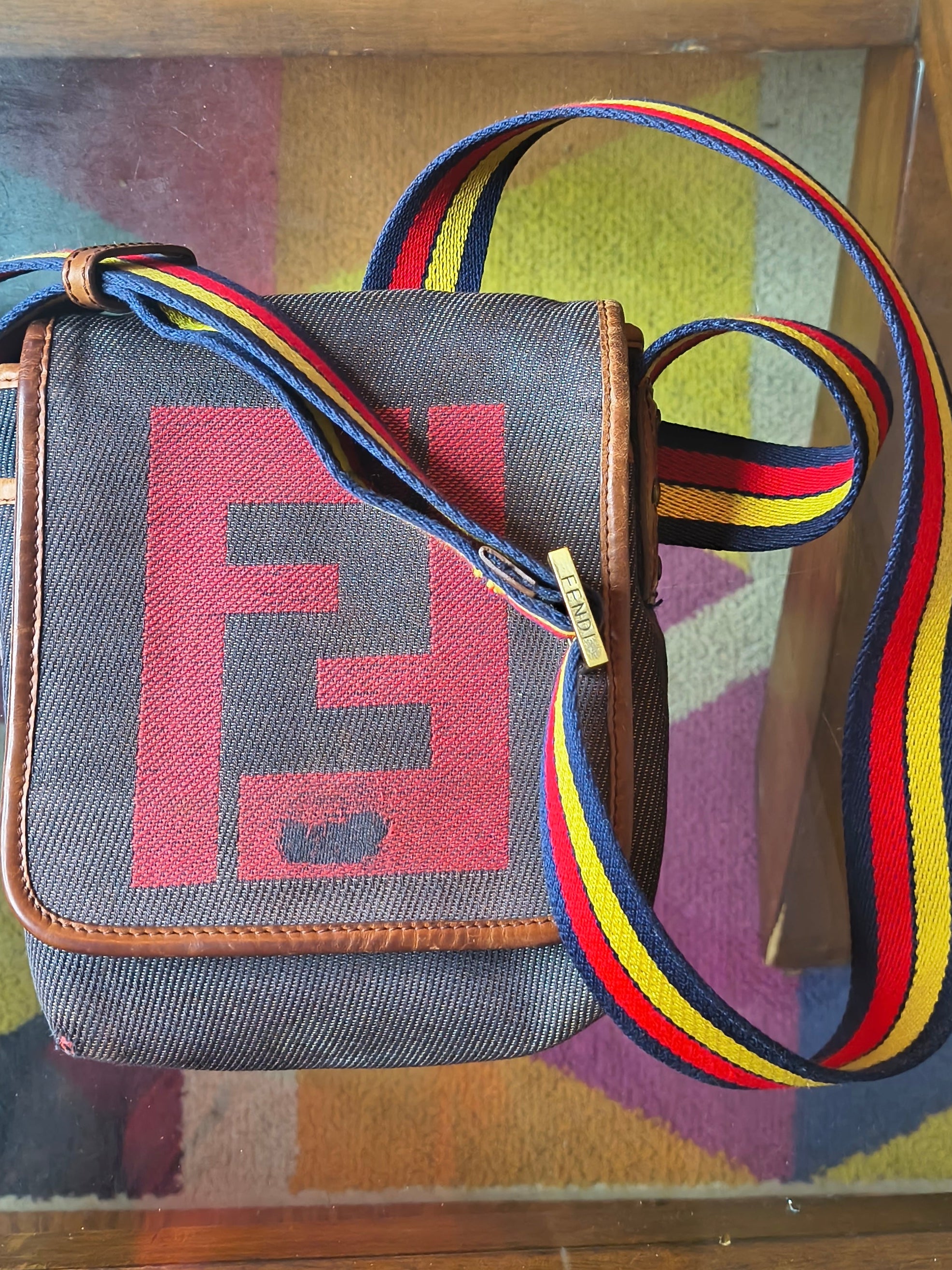 Fendi Zucca Canvas Crossbody Bag— Vintage FF Logo Messenger