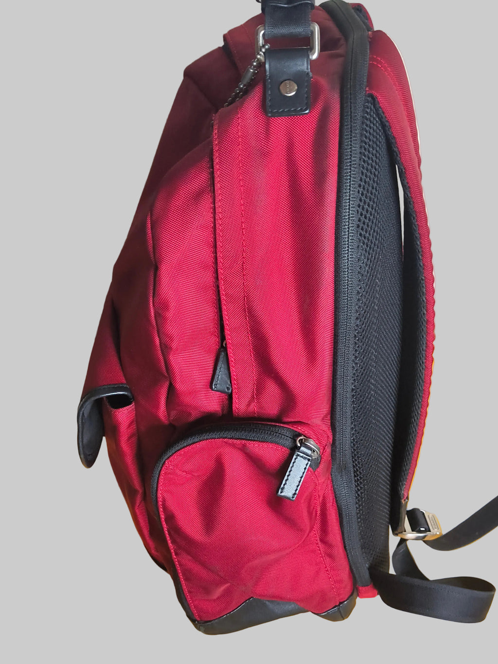 COACH Red Nylon Utility Backpack – Leather Trim | Unisex