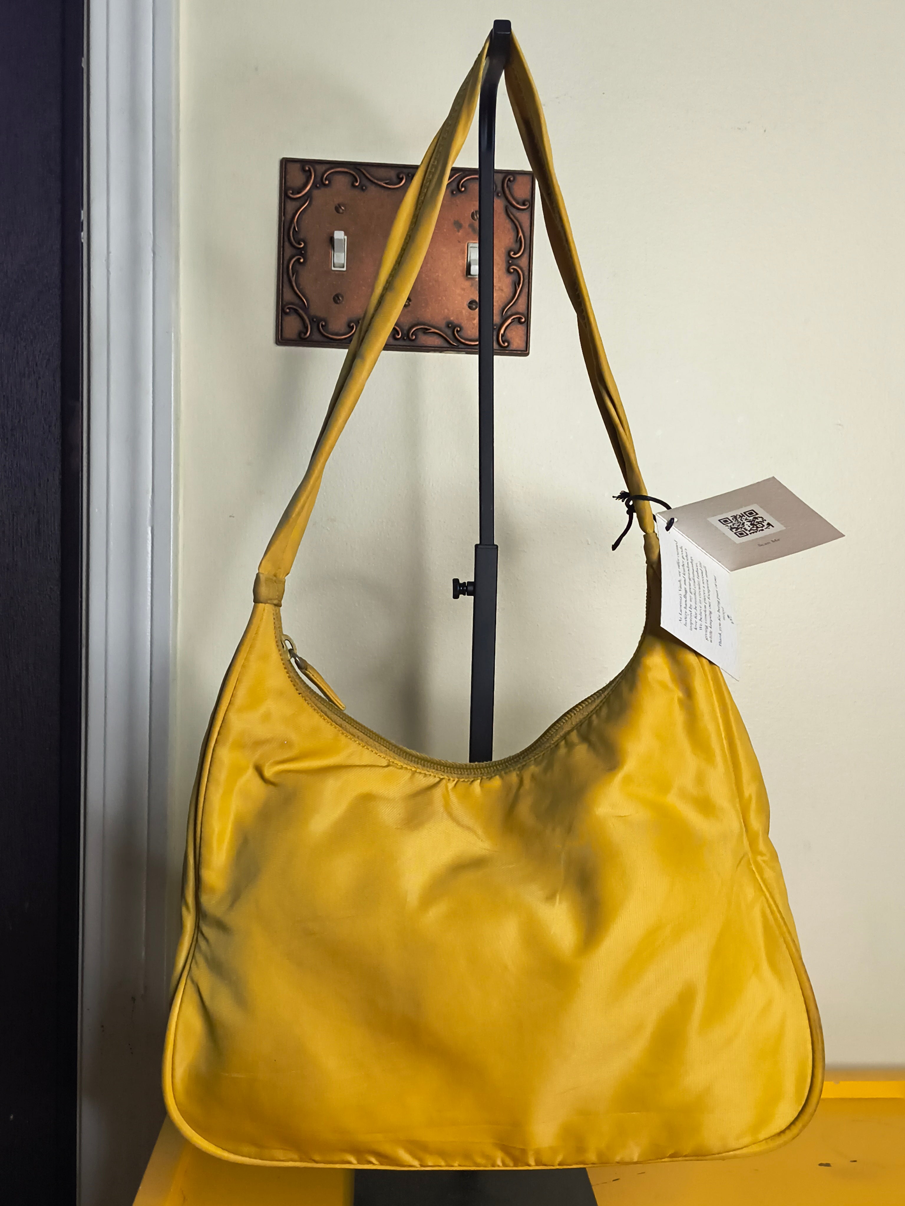 Prada Tessuto Nylon Hobo Bag- Yellow Y2K Shoulder Bag