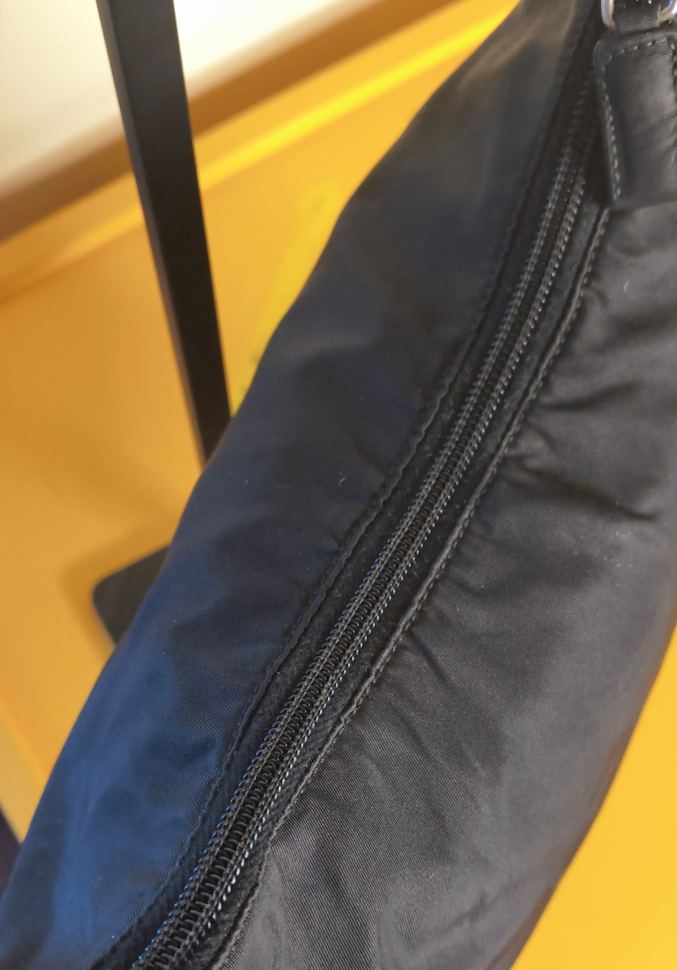 Prada Tessuto Nylon Shoulder Bag — Black Minimalist Hobo