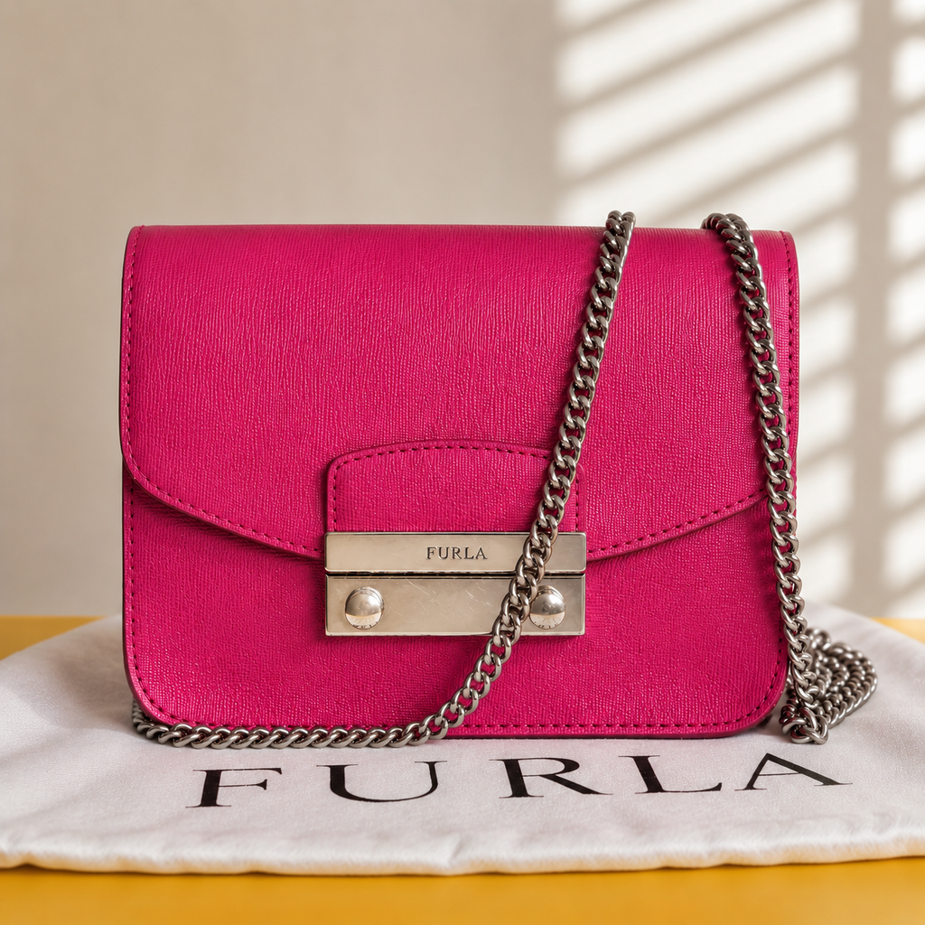Furla Metropolis Mini Crossbody Bag – Fuchsia Pink | Silver Hardware