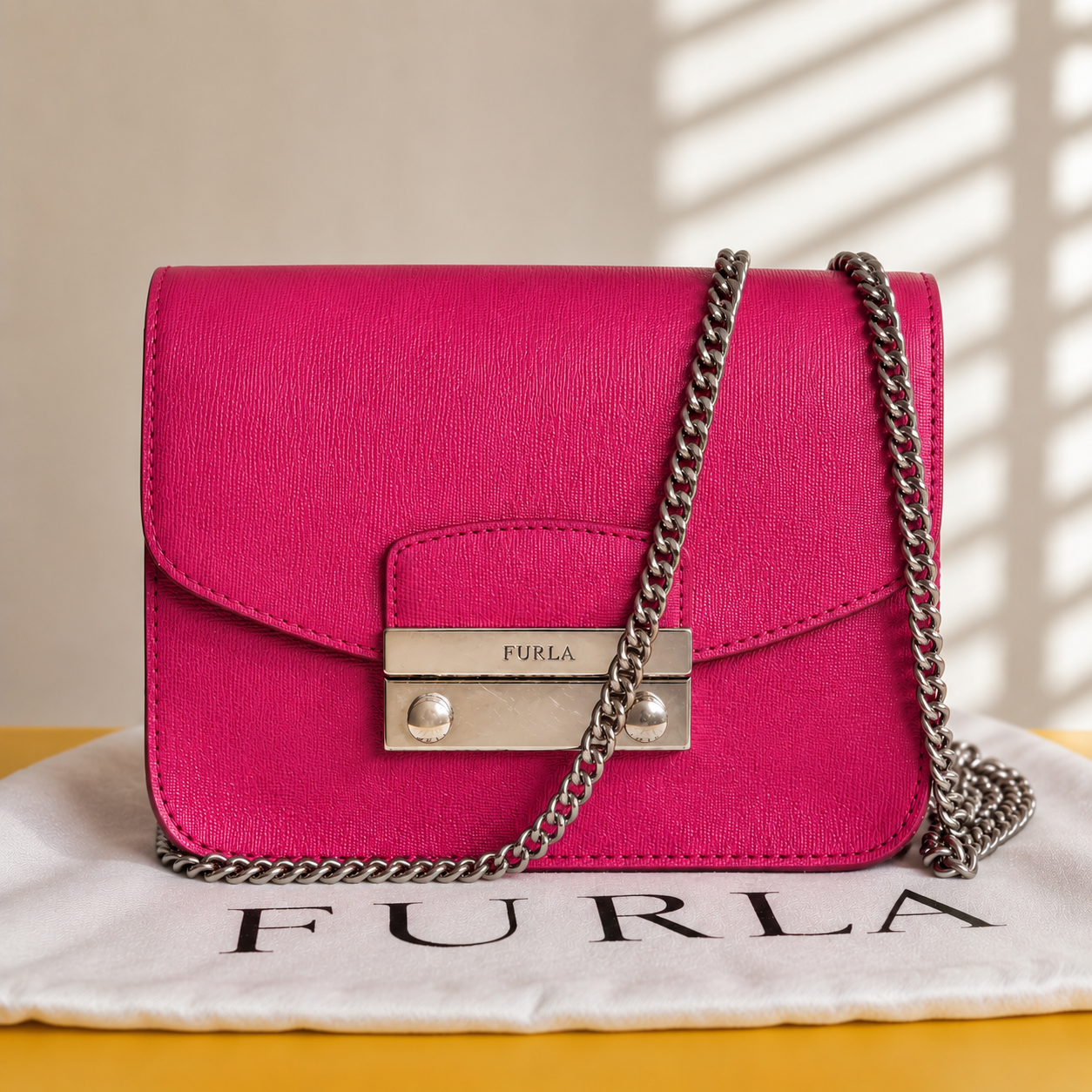 Furla Metropolis Mini Crossbody Bag – Fuchsia Pink | Silver Hardware