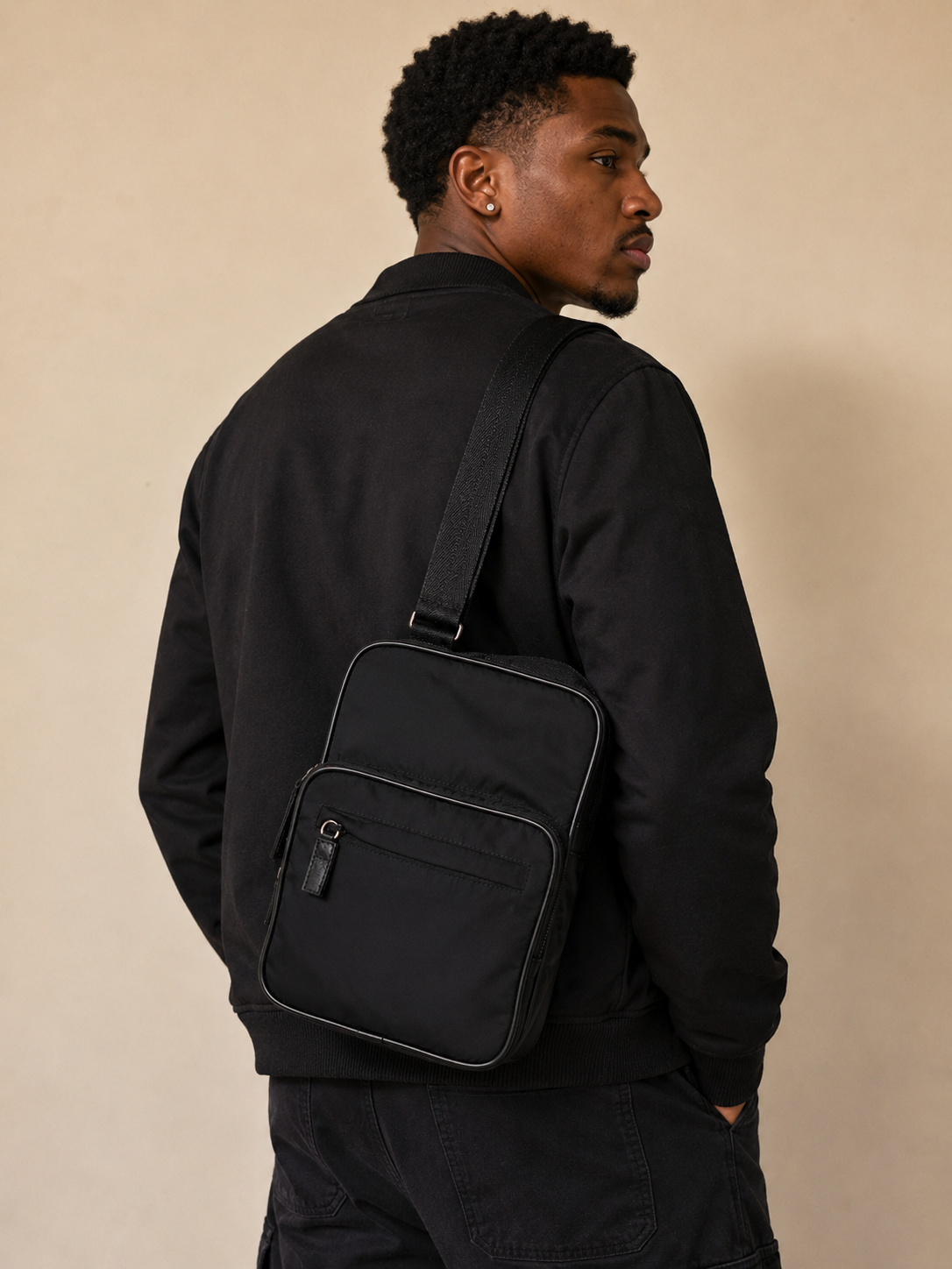 Prada Tessuto Nylon Crossbody Messenger Bag – Black